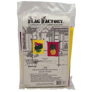 Flag Factory 2 Complete Garden Flag Kits Watermelon & Pineapple Style #63616 NEW
